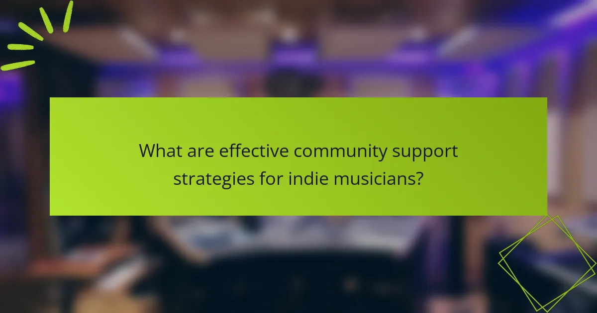 What are effective community support strategies for indie musicians?