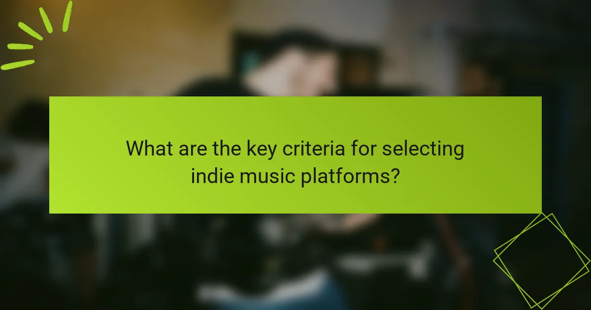 What are the key criteria for selecting indie music platforms?